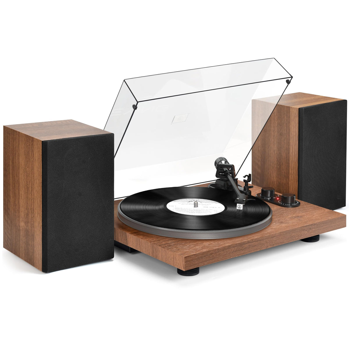 Udreamer record player front view with built-in 40W speakers for immersive vinyl listening.