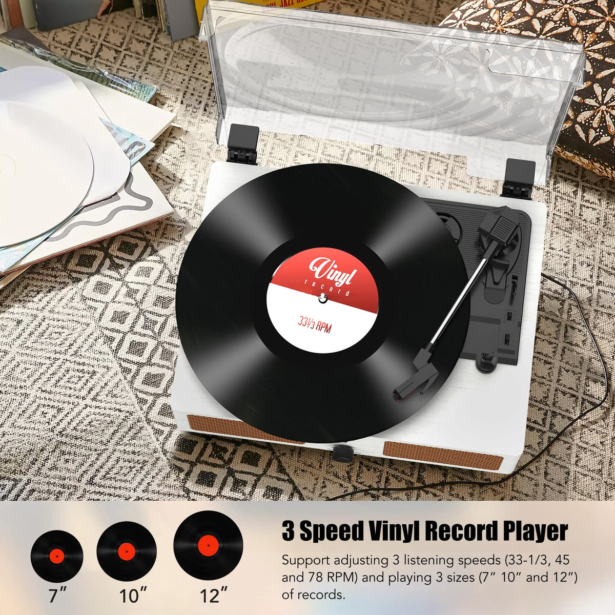 Udreamer tonearm lifter and cartridge close-up protecting records from scratches