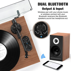 Udreamer Bluetooth-enabled turntable for wireless streaming and device pairing.