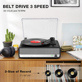 Udreamer vinyl player auto-stop helps protect records during playback.