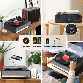 Udreamer vinyl player RCA output for external speakers or amps.
