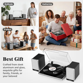 Udreamer vinyl record player aluminum and glass design