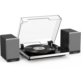 Udreamer vinyl record player dual speakers front view delivers rich sound