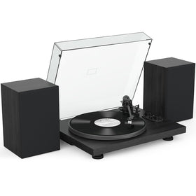 Udreamer vinyl record player front view with built-in preamp for simple setup