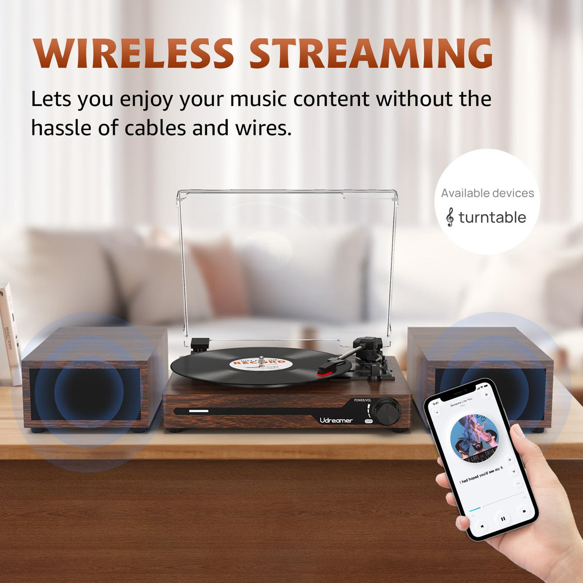Udreamer vinyl turntable with Bluetooth 5.3 enables wireless music streaming