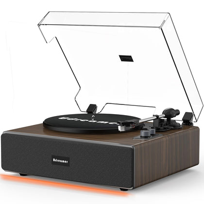 Udreamer vinyl turntable with Bluetooth input for wireless music streaming.
