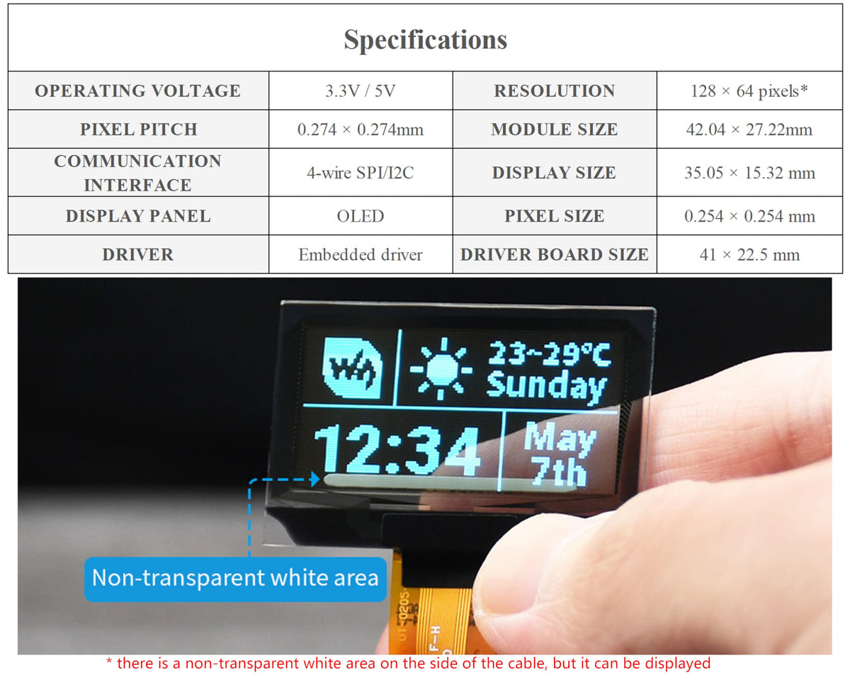 UeeKKoo display with SPI/I2C interface options for flexible wiring