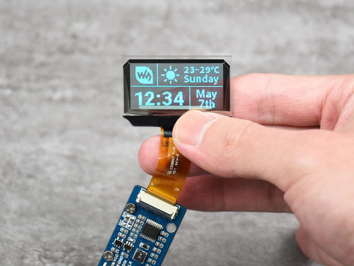 UeeKKoo 128x64 specs card highlighting resolution and features