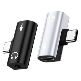 Uenlio 2-pack USB-C to 3.5mm adapter right-angle for clear wired audio