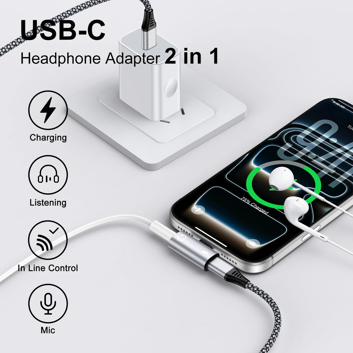 Uenlio 60W PD charging dongle powers devices while listening