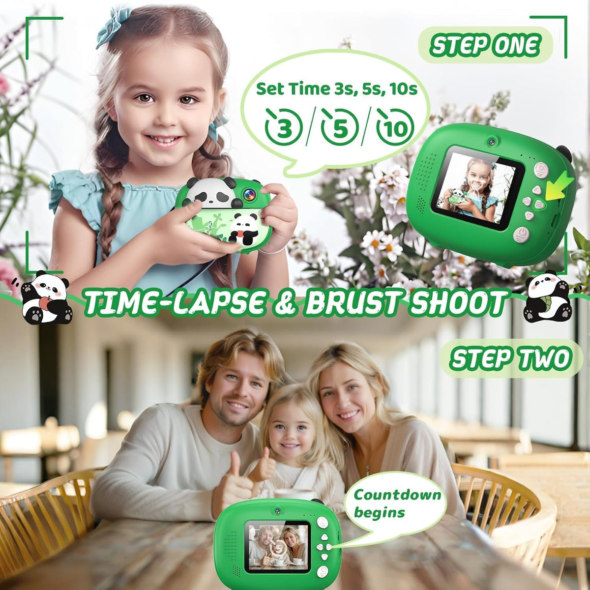 Uffylle panda camera being used outdoors showing durable play use