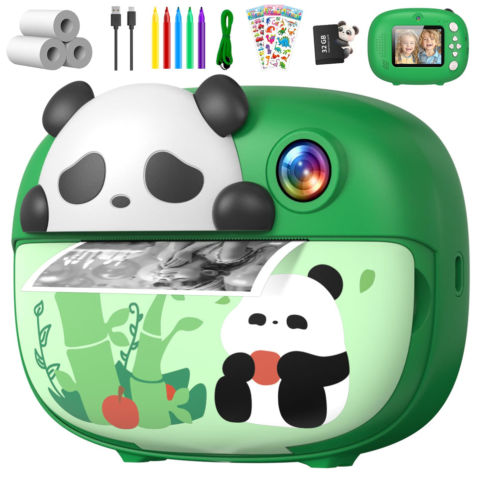 Uffylle panda camera front view showing cute design and big buttons