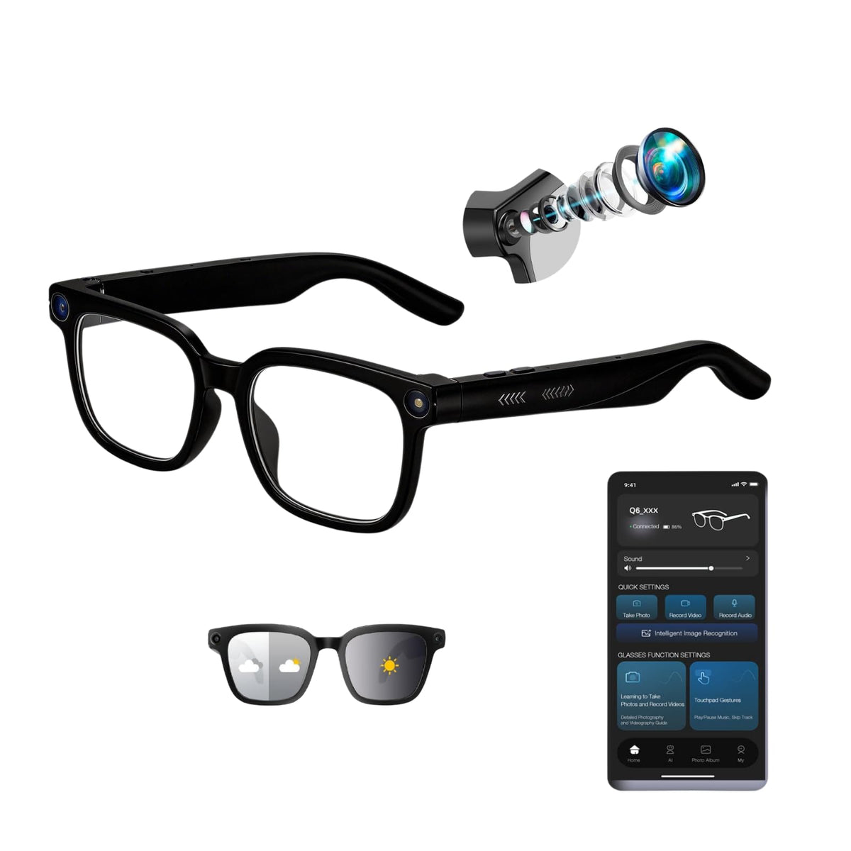 UFSVVOLF AI Smart Glasses with 4K camera for immersive on-the-go filming