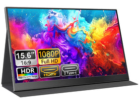 UFYQL front view shows slim FHD display and protective case, enhancing portability