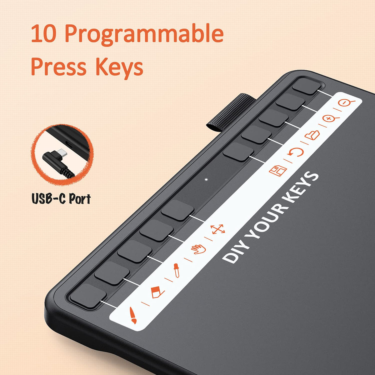 UGEE side profile highlighting the S640 thin 1cm body for easy transport