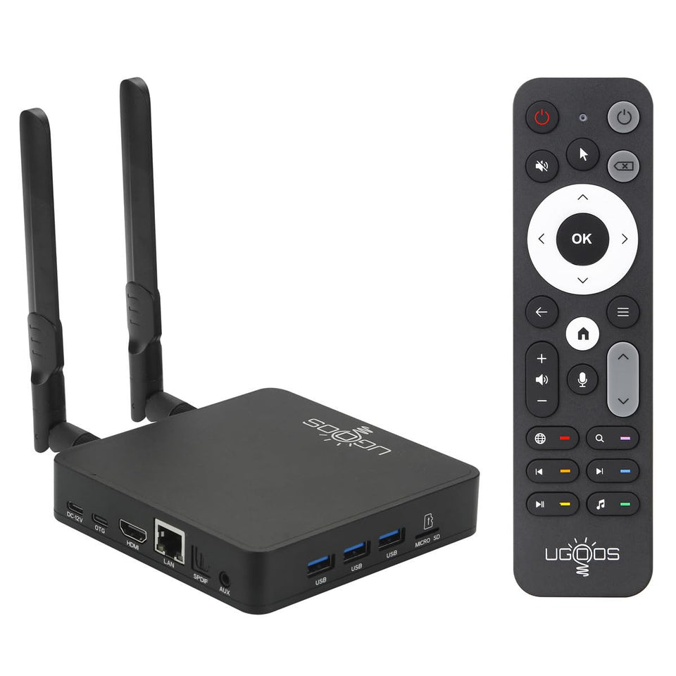Ugoos AM9 PRO box front view for easy lounge setup