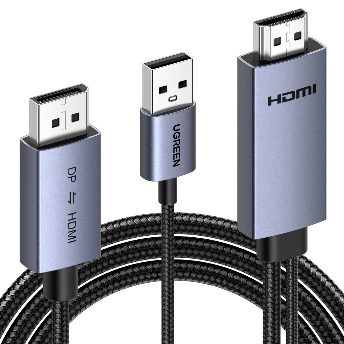 UGREEN 4K bidirectional HDMI to DisplayPort cable, 66ft, enables 4K@60Hz across devices