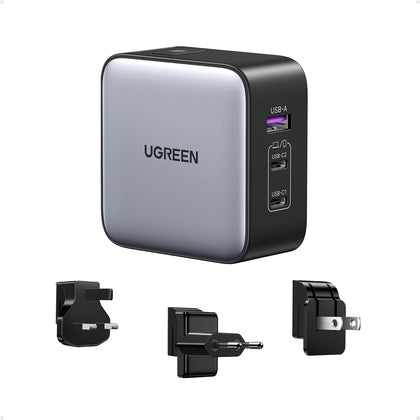 UGREEN 65W front view showing ports and compact body, fast charging benefit