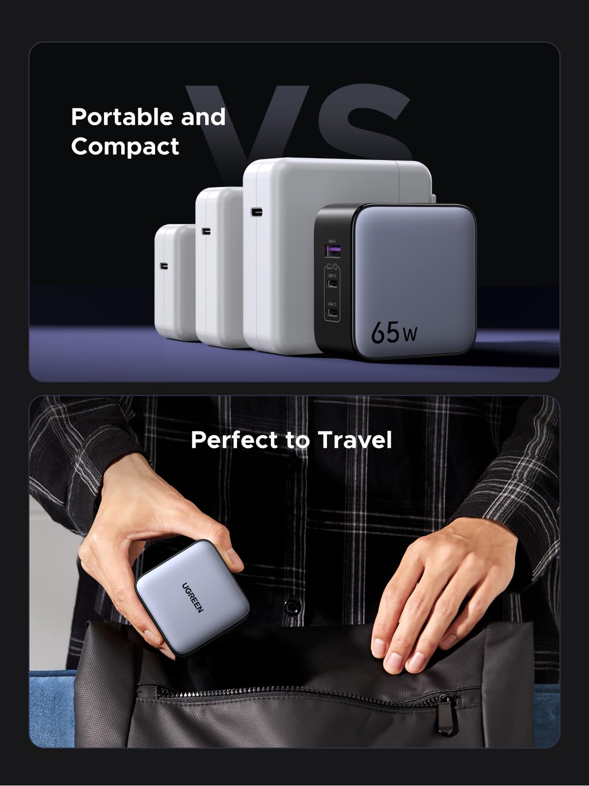 UGREEN connected to UK socket, convenient international compatibility benefit