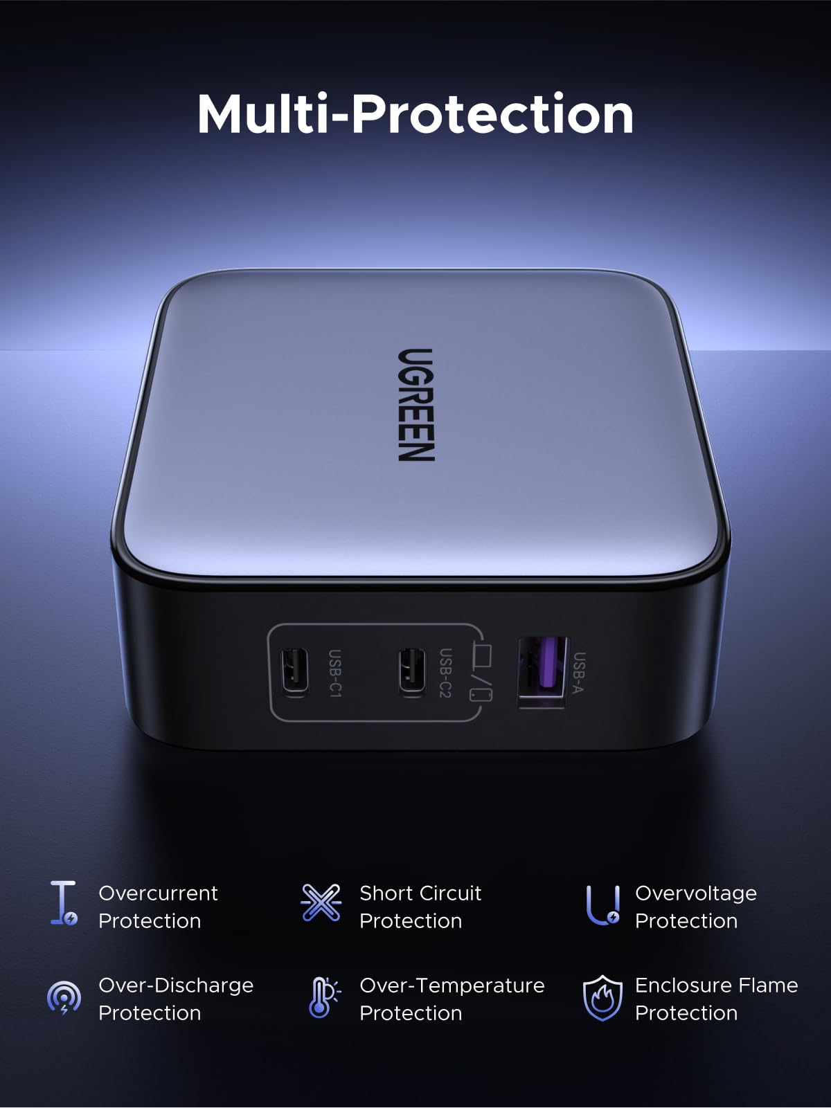UGREEN plugged into US outlet in hotel, dependable travel charging benefit