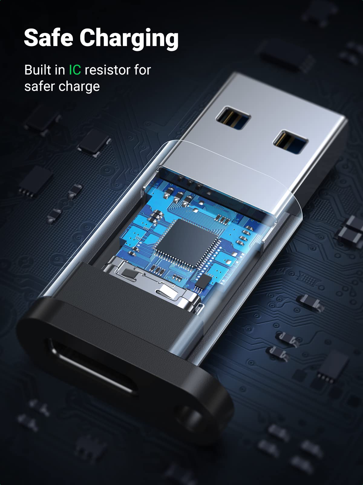 UGREEN adapter connected to USB-C flash drive for high-speed transfers