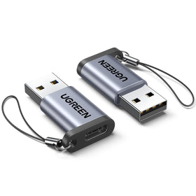 UGREEN adapter front view showing USB-A to USB-C port and compact benefits