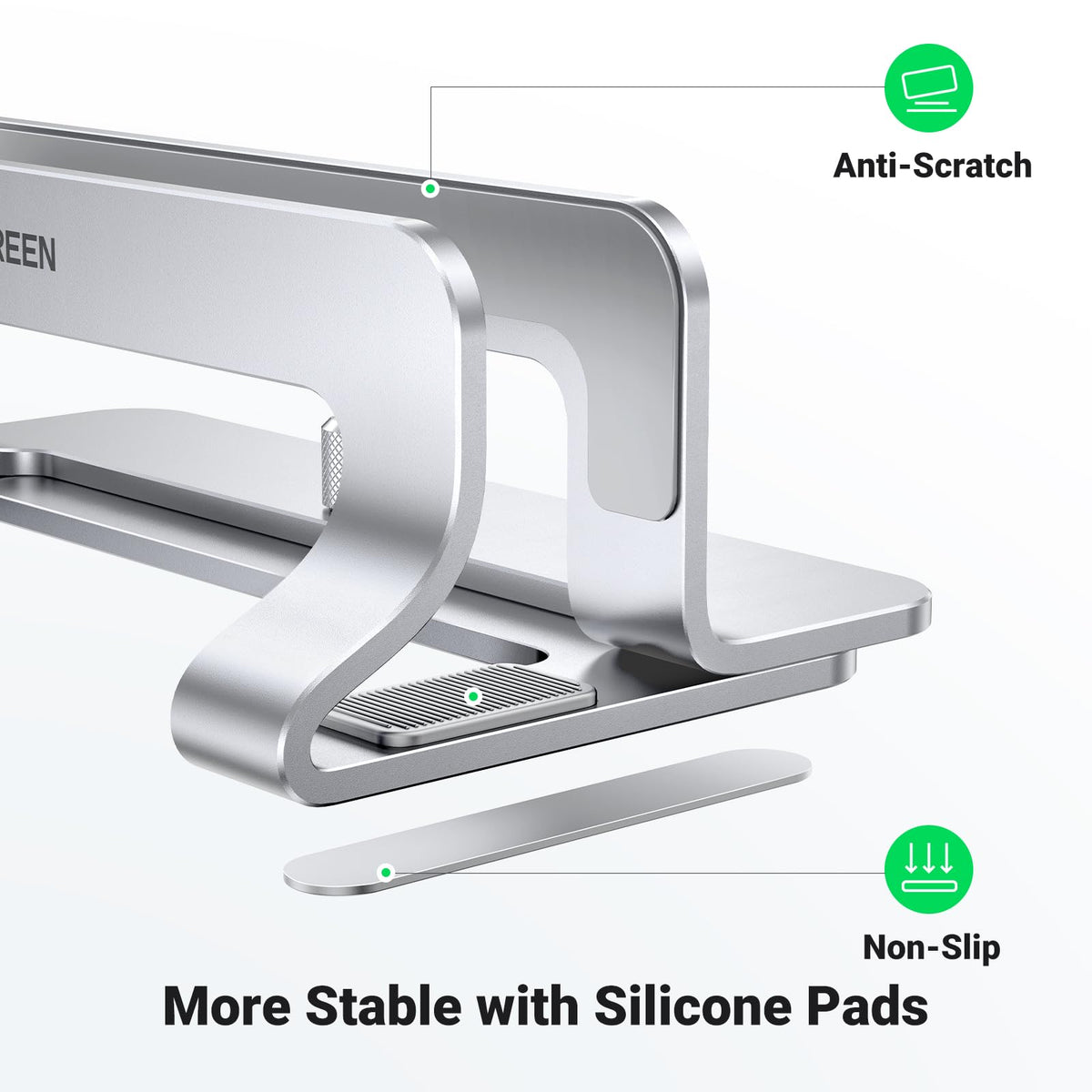 UGREEN anti-slip silicone pads protect the laptop from scratches.