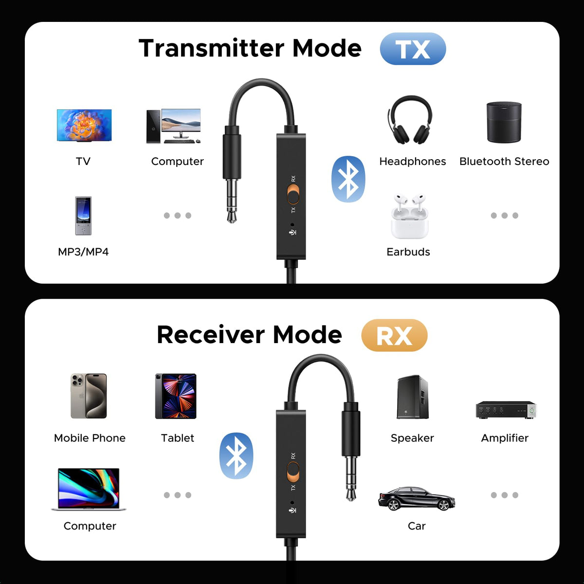 Built-in microphone on the UGREEN adapter enables hands-free calls.