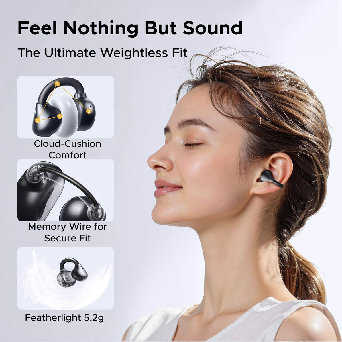 UGREEN ClipBuds close-up diaphragm revealing richer bass performance