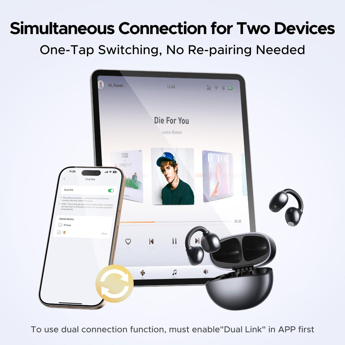 UGREEN ClipBuds label and specs highlighting features and compatibility