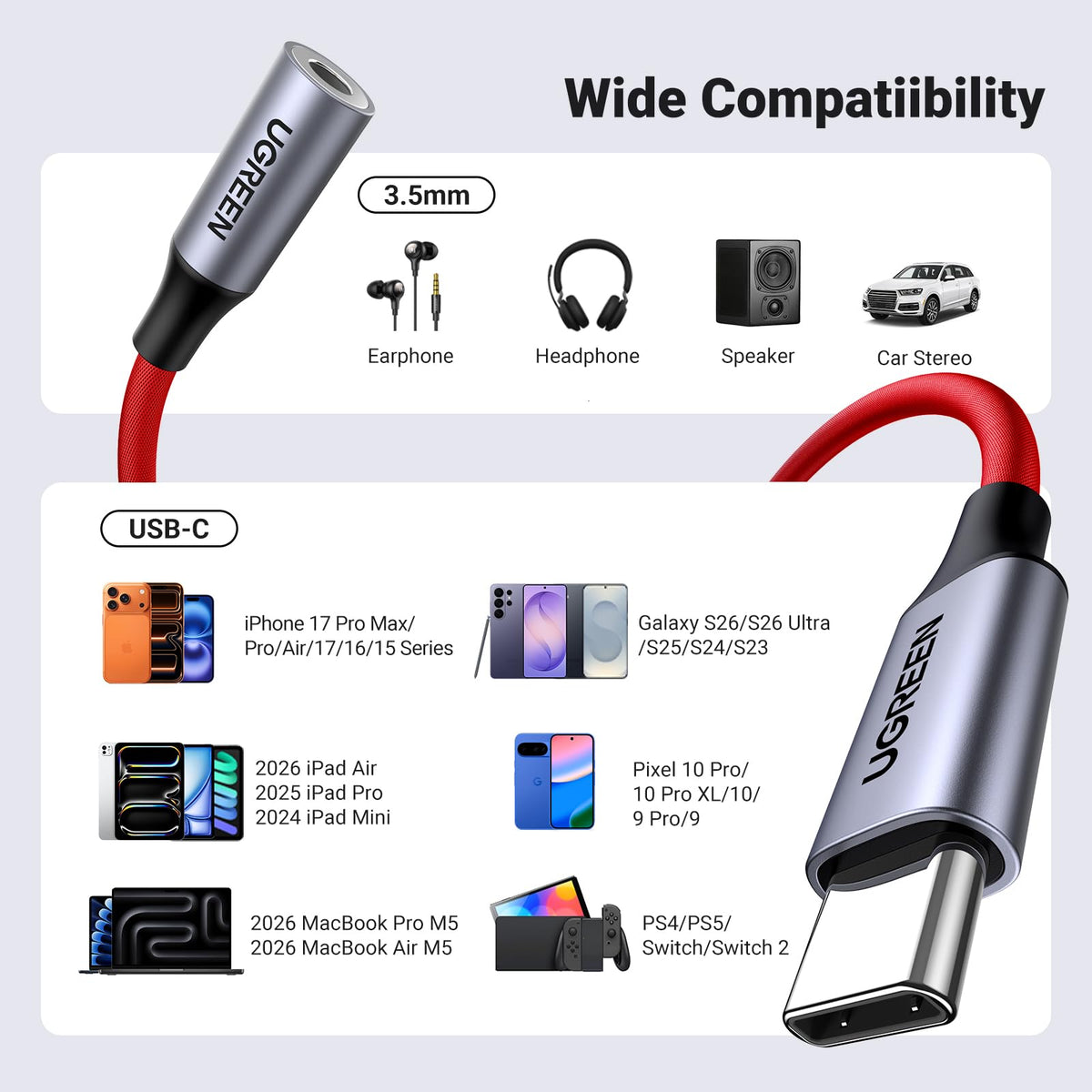 UGREEN compact, durable dongle ready for travel and daily use