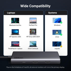 UGREEN compact dock next to a phone for scale showing travel-friendly size