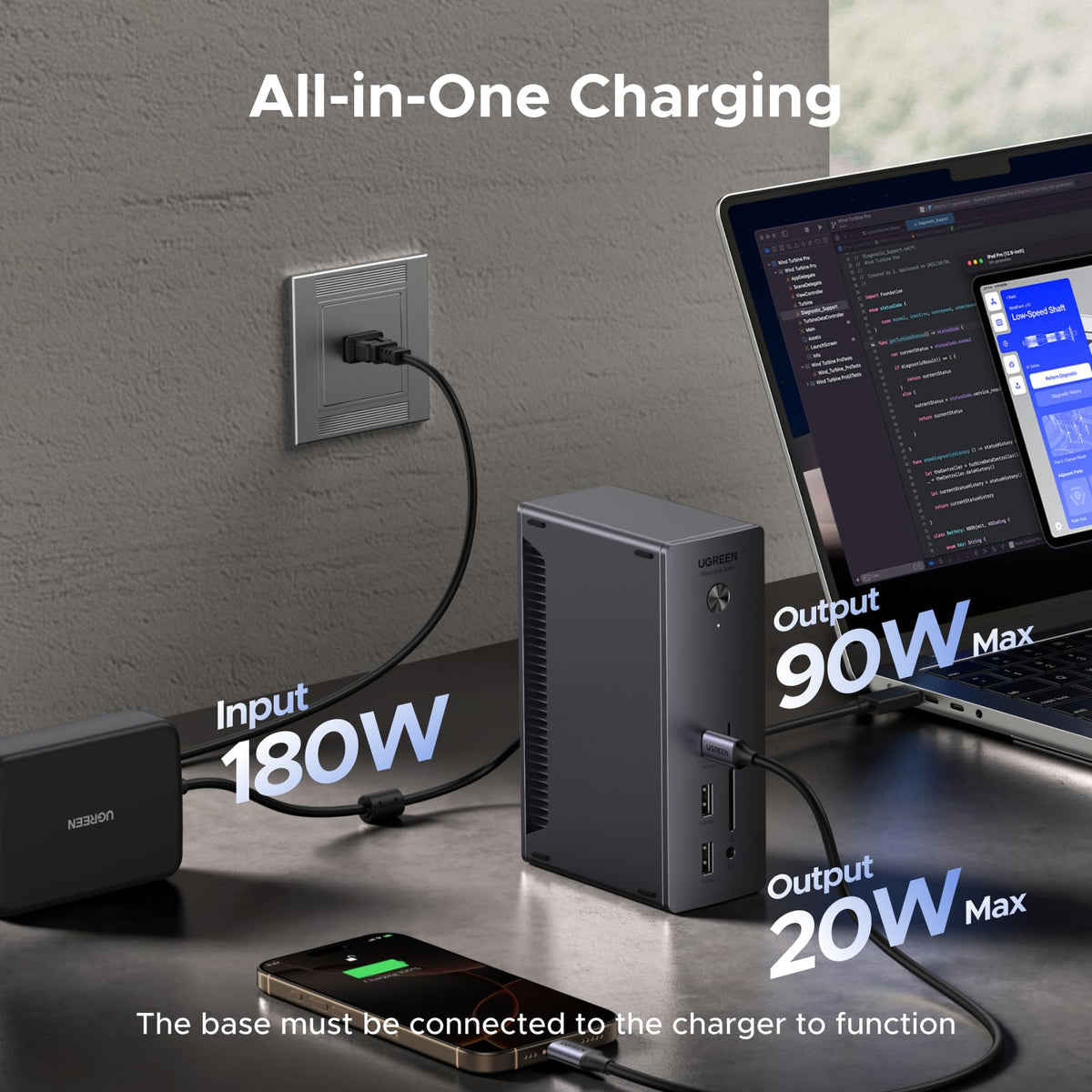 UGREEN 180W GaN adapter keeps desk tidy and efficient