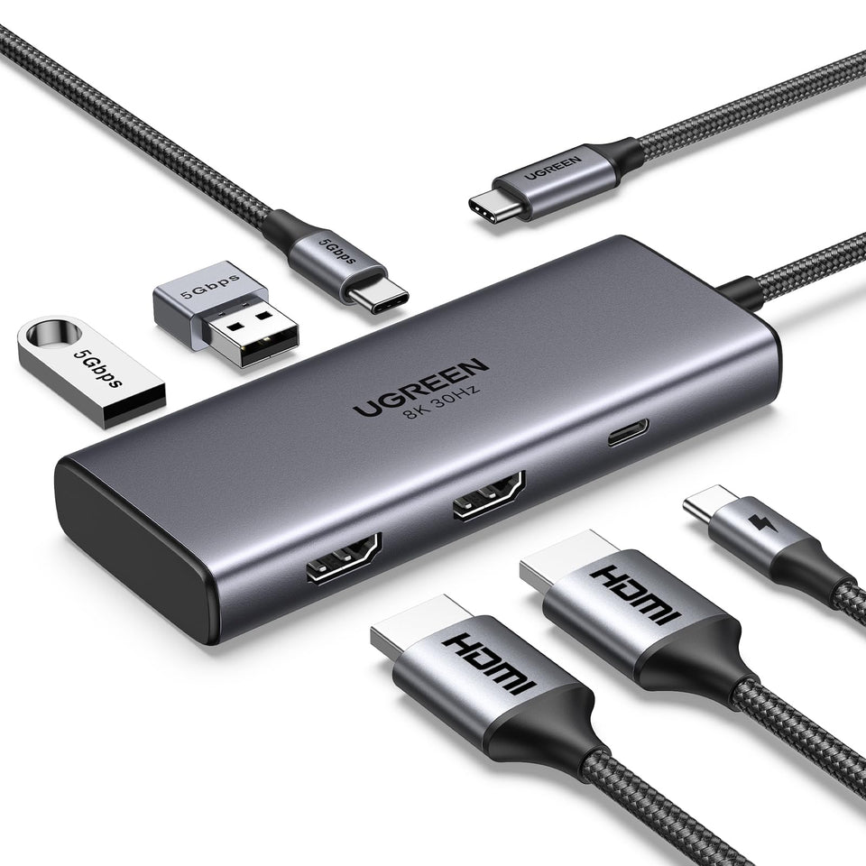 UGREEN dock front view showing compact hub and clean setup benefits