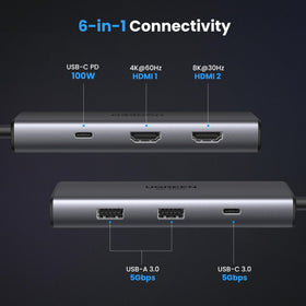 UGREEN close-up of side ports displaying HDMI and USB for convenience