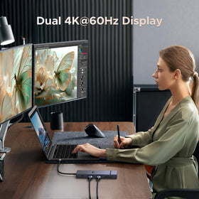 UGREEN connected to two monitors showing dual 4K capability for expanded workspace