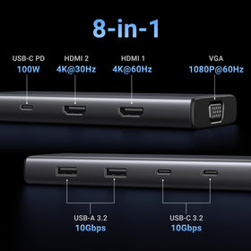 UGREEN close-up of side ports highlighting easy access and durability benefit