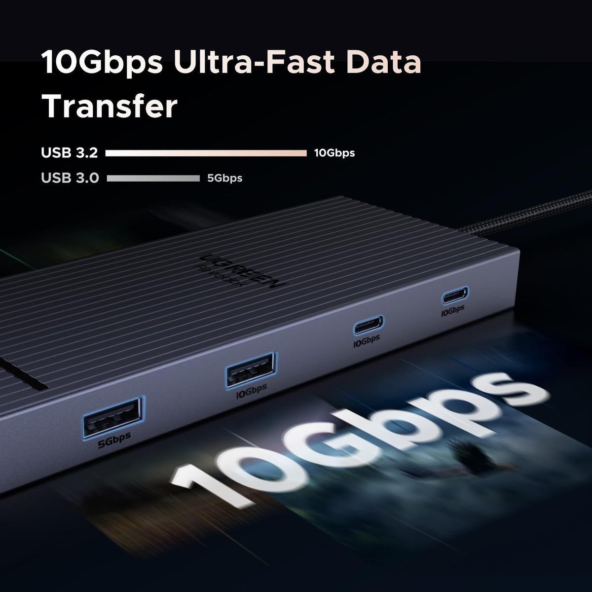 UGREEN USB-C port in use transferring files fast as a benefit for quick backups