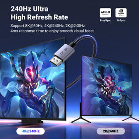 UGREEN 10ft DisplayPort cable with aluminum shell for rugged durability.