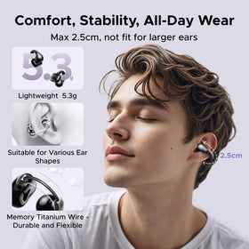 UGREEN close-up of ear clip, secure fit and comfort benefit