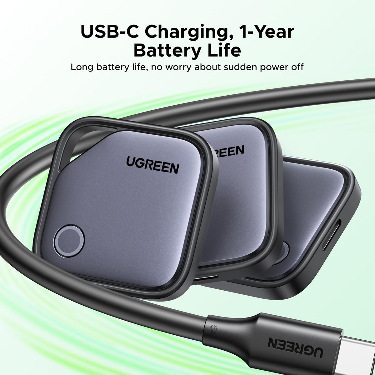 UGREEN FineTrack G Bluetooth tracker ready for locating keys.