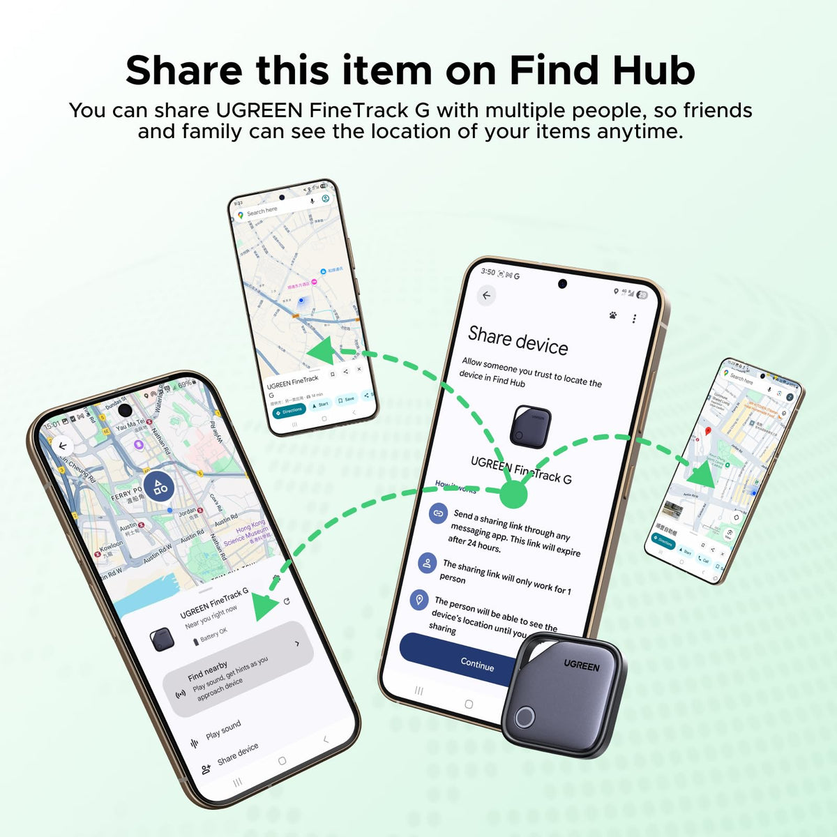UGREEN FineTrack G Google Find Hub app on Android.