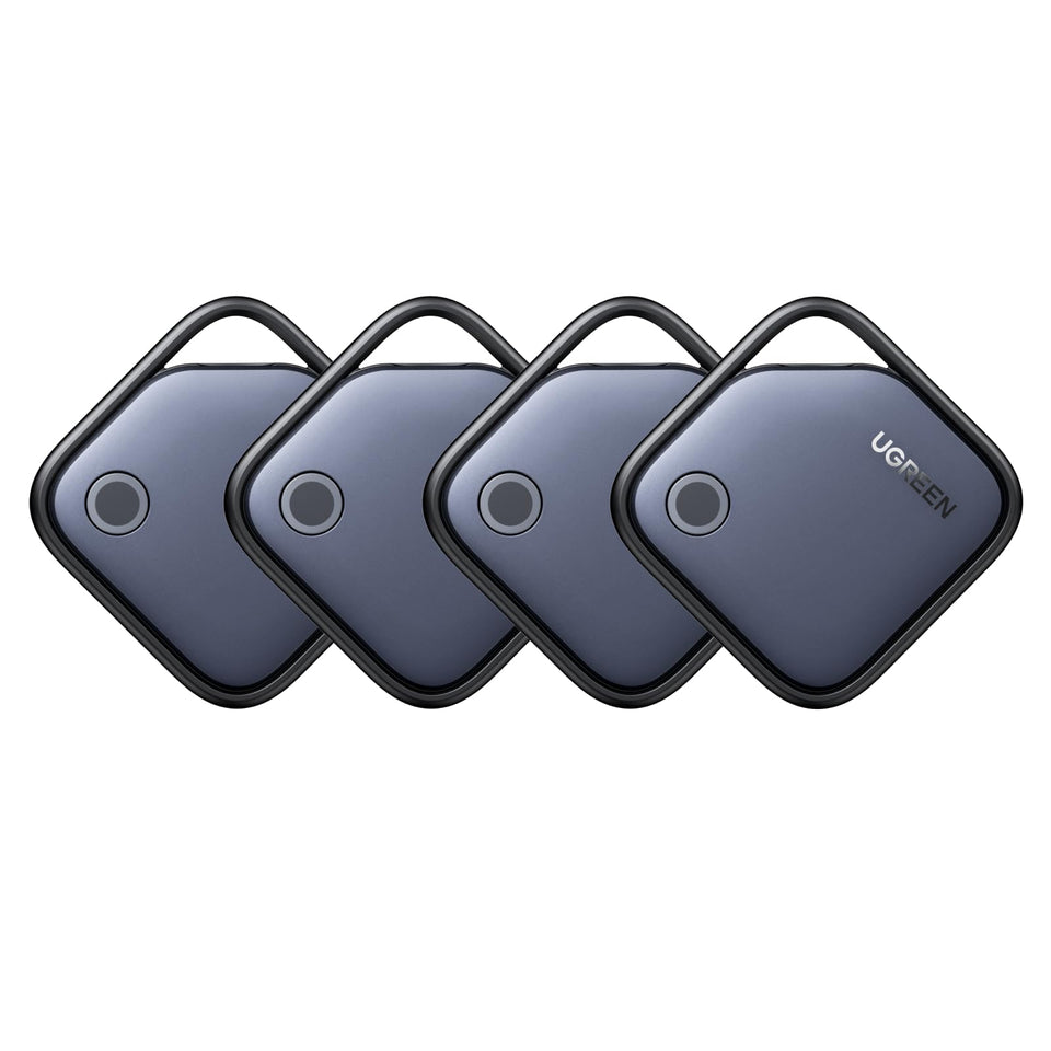 UGREEN FineTrack packaging front showing 4-pack and Apple Find My compatibility for peace of mind
