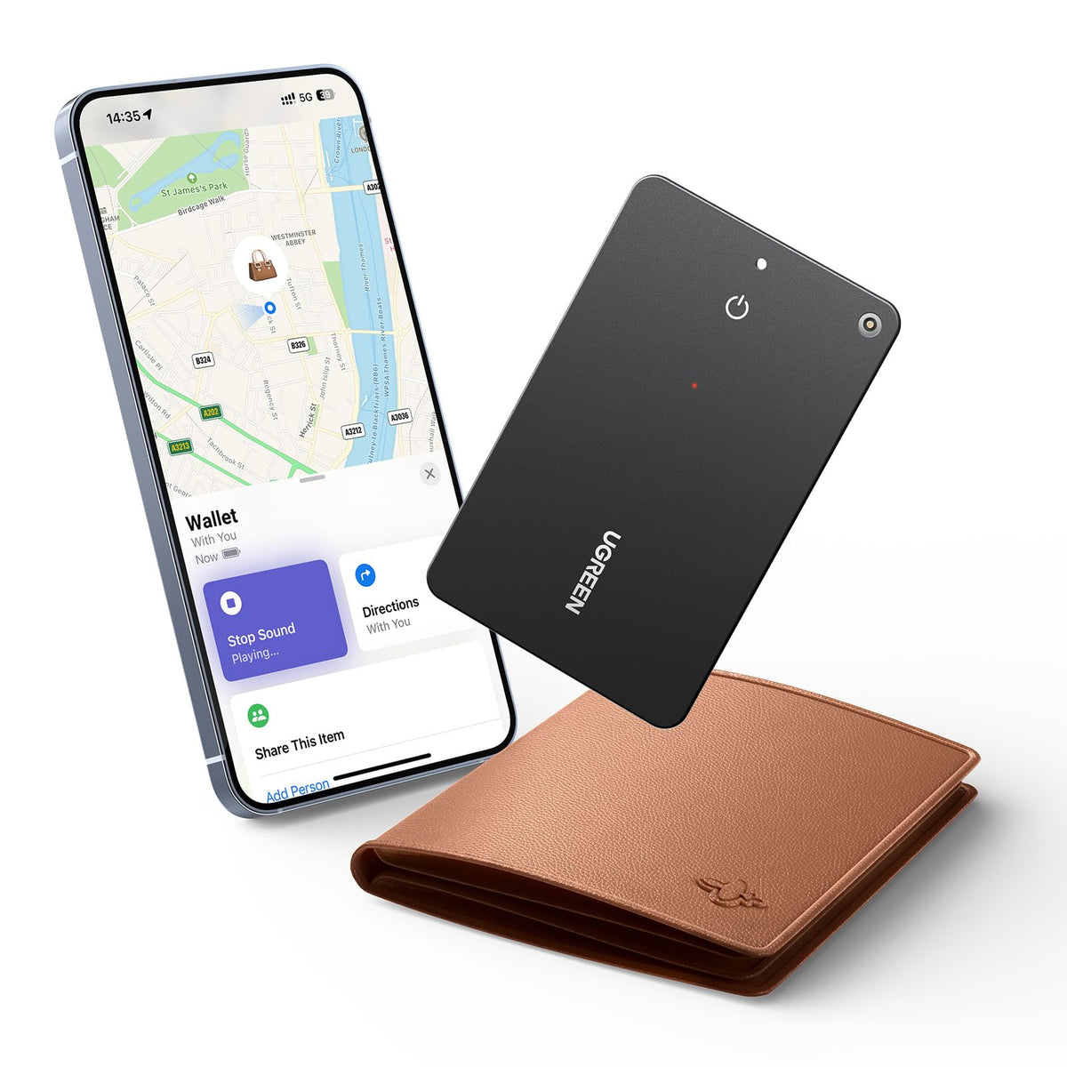 UGREEN FineTrack wallet card slim 0.07in design fits in any card slot for seamless tracking