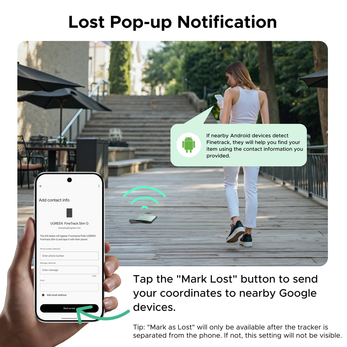 UGREEN FineTrack Slim G Android-only compatibility note for Android phones