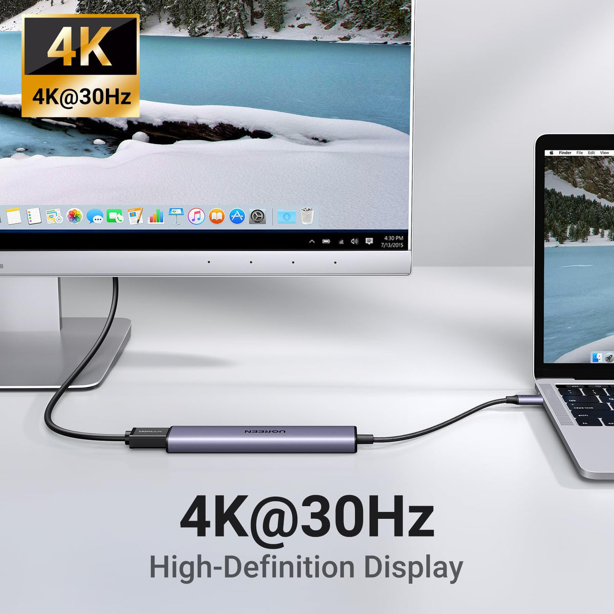UGREEN HDMI output supports 4K up to 30Hz for vivid visuals.