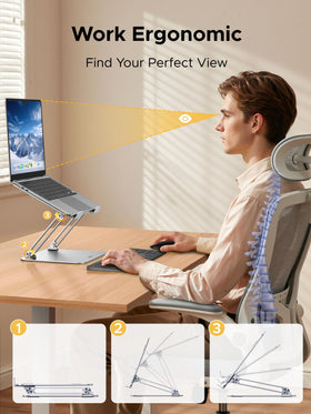 UGREEN laptop stand folded flat for travel and convenience, benefiting portability
