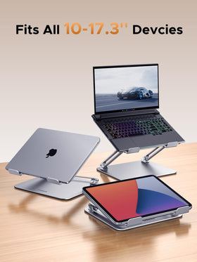 UGREEN laptop stand open frame detail highlighting airflow benefits and cooler laptop operation