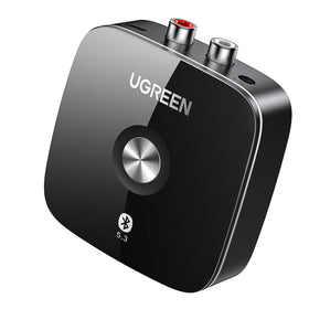 UGREEN receiver placed in living room showing dual-pairing and hands-free convenience