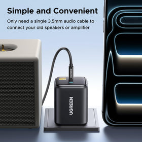 UGREEN in living room setup illustrating tidy wireless audio integration